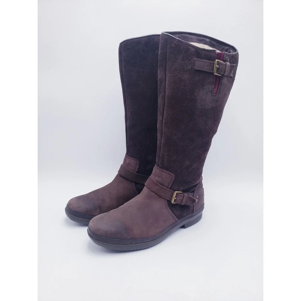Ugg Thomsen Boots Brown‎ Leather Knee High Wool Lined Waterproof Womens Size 9